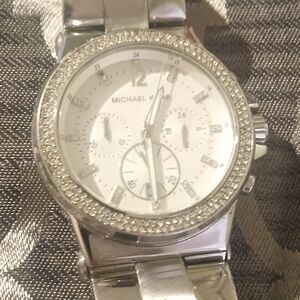 Michael Kors Silver Watch with Crystal Accents